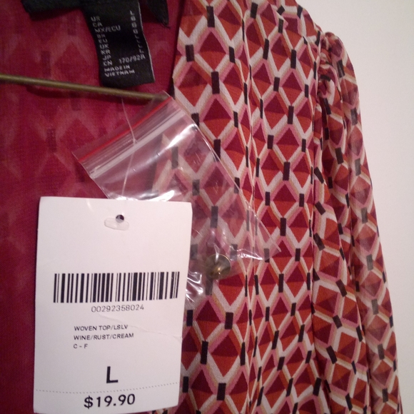 Forever 21 large, long sleeve, red, top - Picture 4 of 7